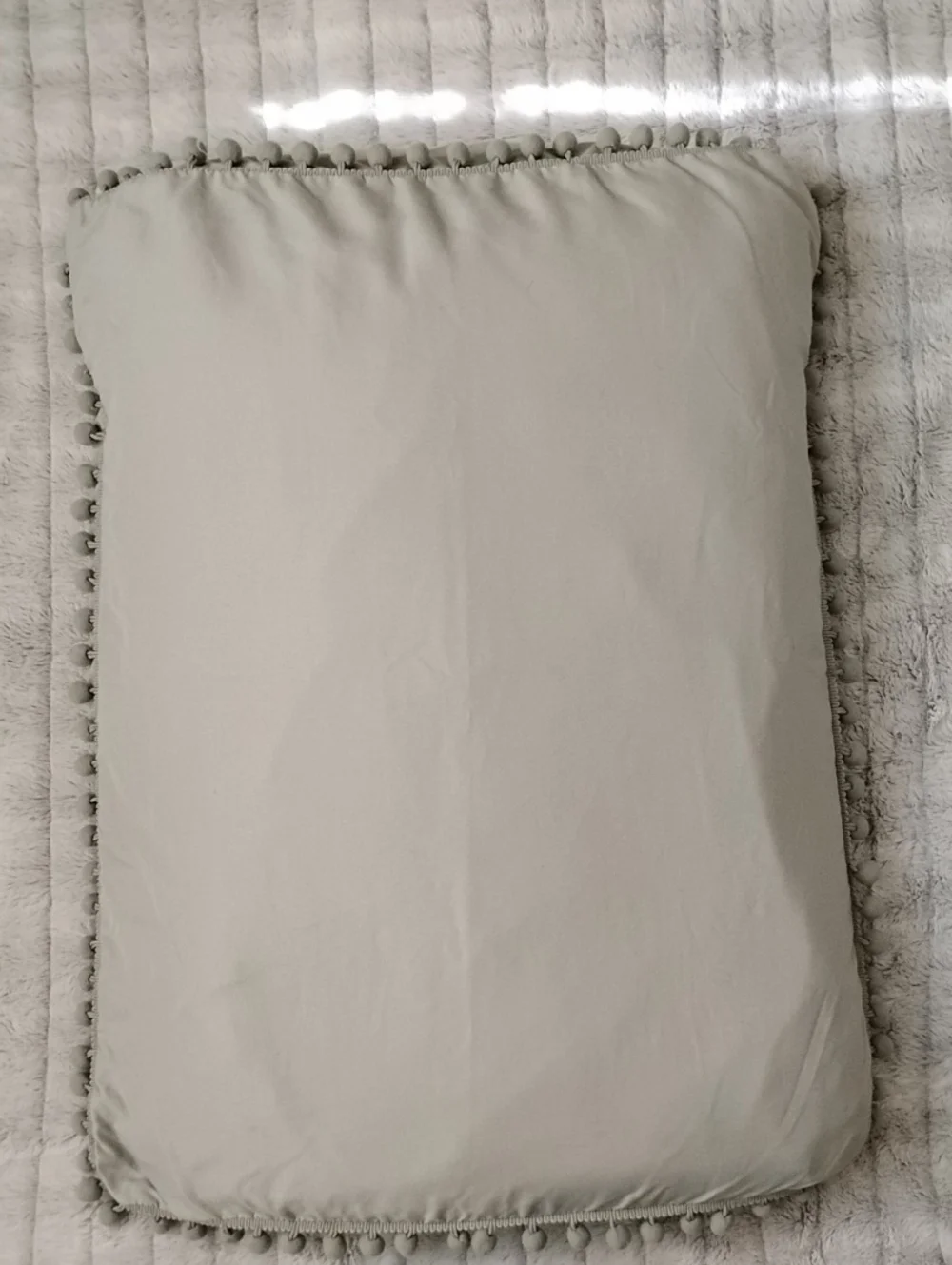 Light Sage Green Pom-Pom Edge Decorative Standard Pillow Sham